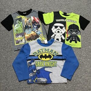 Kids Character Shirt Bundle Batman, Star Wars & Avengers Boys‎ Lot Size 4T-5T